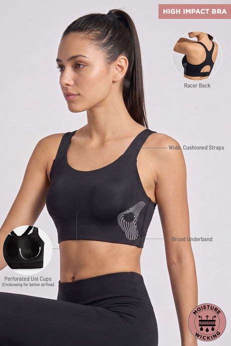 Zelocity High Impact Moisture Wicking Sports Bra - Jet Black — image 6